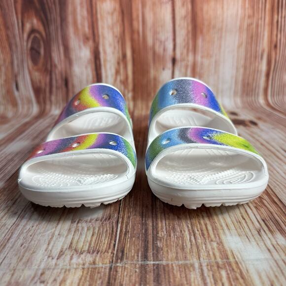Crocs CLASSIC SPRAY DYE Womens Size 6 Double Two Strap Sandals Slides Shoes - Picture 2 of 10